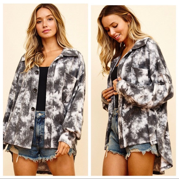 Most Fabulous boyfriend Tie Dye Oversized Button jacket - Picture 2 of 4